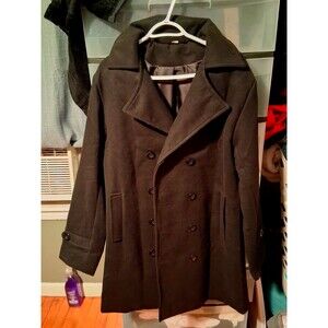 Mens Jacket Size L Black Double Breasted